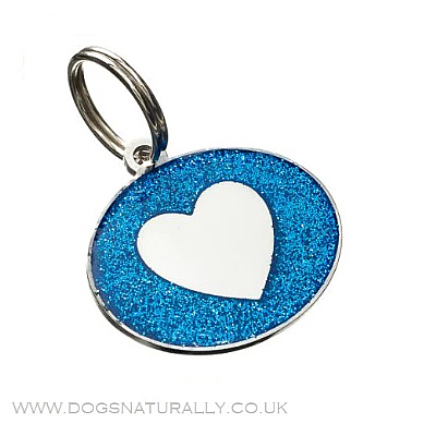 Blue Heart Dog Tag (Oval) Glitter